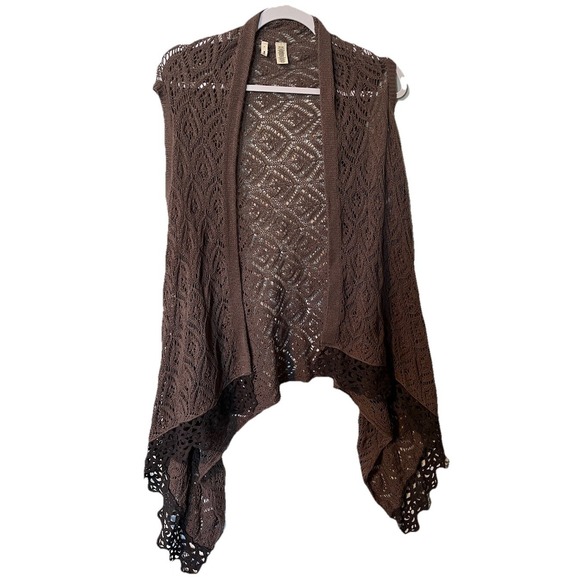 Moth Sweaters - MOTH WOMENS KNIT OPEN FRONT CARDIGAN ONE SIZE BROWN CASCADE